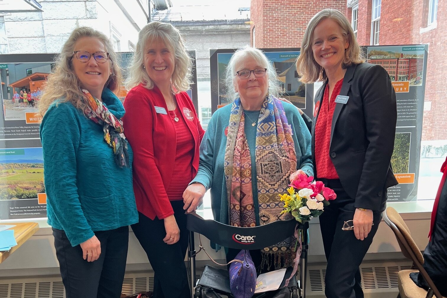 Director of Real Estate Development Cindy Reid, CEO Kim Fitzgerald, CS Resident & SASH Participant Penny Pero, and Director of Policy & Strategic Initiatives Molly Dugan at the State House for Vermont Housing and Conservation Coalition day.