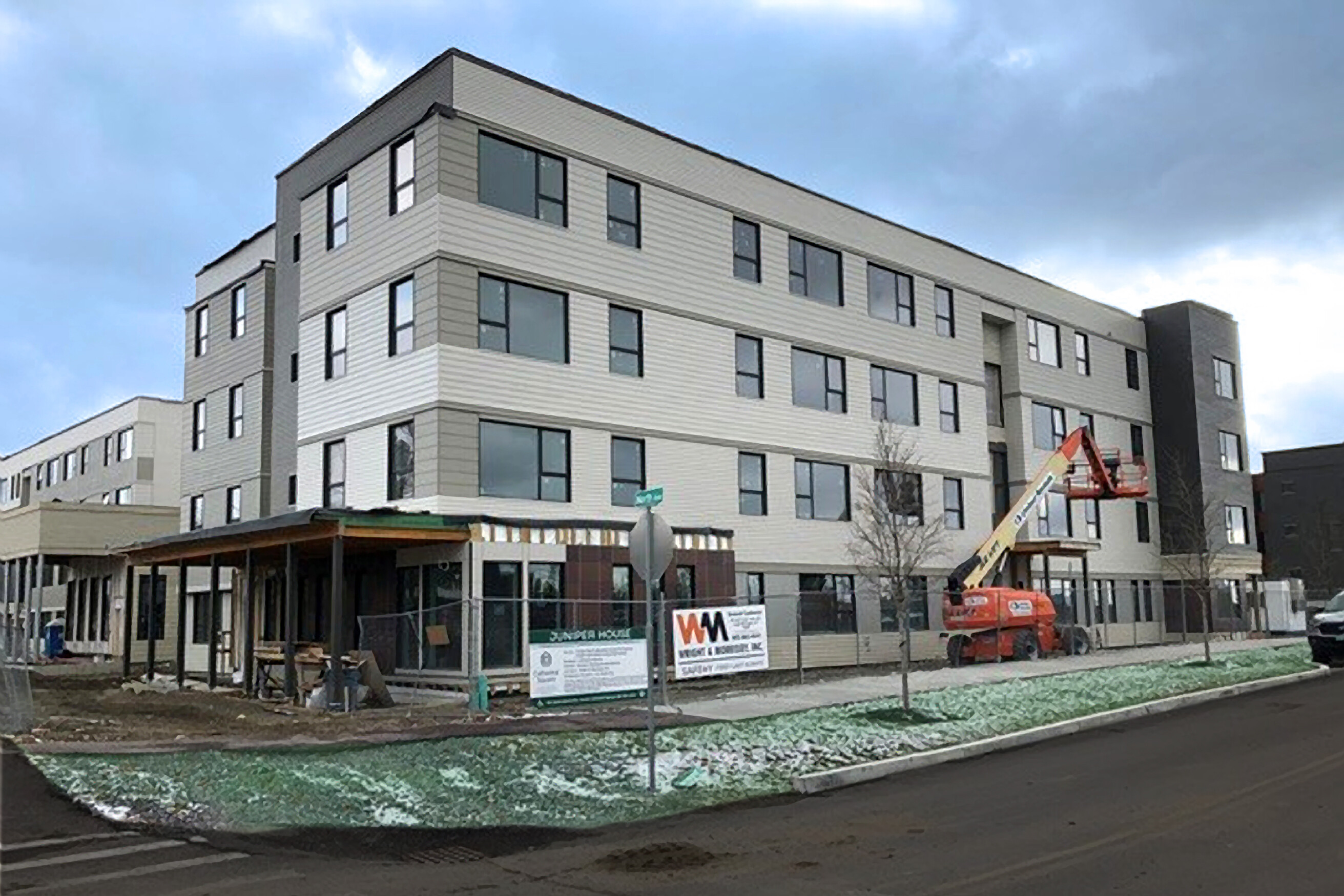 Photo of Juniper House as construction nears completion.